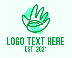 Agriculturist - Green Hand Leaf logo design