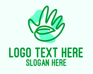 Green Hand Leaf  Logo