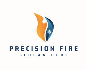 Ice Fire Heating Cooling logo design