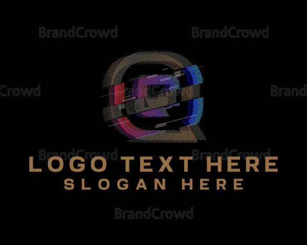 Gradient Glitch Letter Q Logo