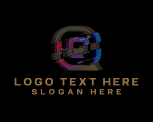 Retro - Gradient Glitch Letter Q logo design