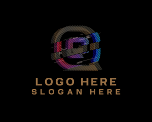 Vhs - Gradient Glitch Letter Q logo design
