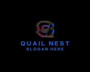 Gradient Glitch Letter Q logo design