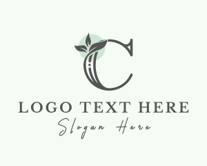 Grey - Green Leaves Letter C logo design
