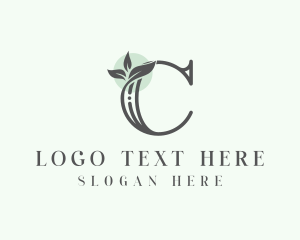 Interior Design - Floral Leaves Letter C logo design