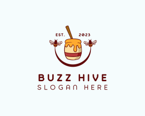 Natural Honey Dipper Bee Jar  logo design