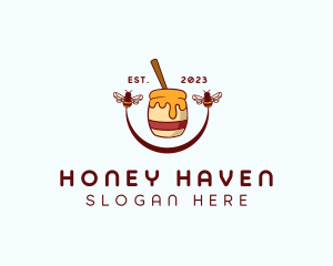 Natural Honey Dipper Bee Jar  logo design