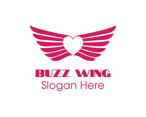 Pink Winged Heart logo design