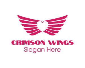 Pink Winged Heart logo design