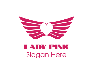 Pink Winged Heart logo design