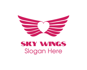 Pink Winged Heart logo design