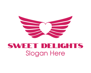 Pink Winged Heart logo design