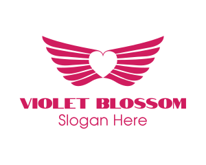 Pink Winged Heart logo design