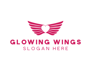 Pink Winged Heart logo design