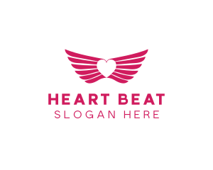 Pink Winged Heart logo design