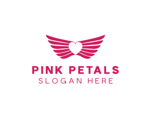 Pink Winged Heart logo design