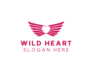 Pink Winged Heart logo design