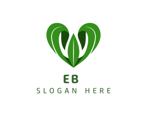 Vegetarian - Green Leaf Heart logo design