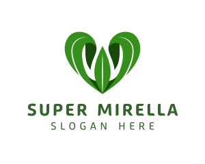 Natural - Green Leaf Heart logo design