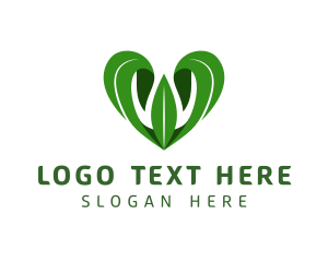 Vegan - Green Leaf Heart logo design