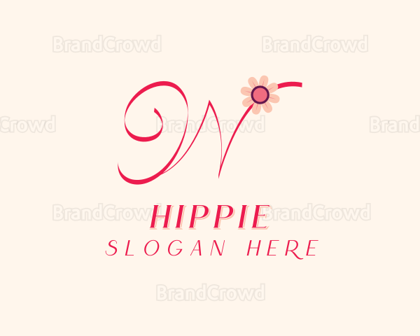Pink Flower Letter W Logo