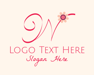 Calligraphic - Pink Flower Letter W logo design