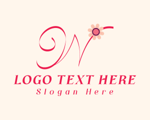 Calligraphic - Pink Flower Letter W logo design