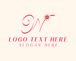 Feminine - Pink Flower Letter W logo design