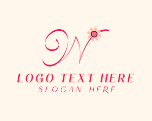 Calligraphic - Pink Flower Letter W logo design