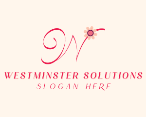 Pink Flower Letter W logo design