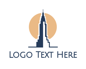 New York - Blue Tower Sun logo design