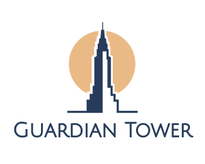 Blue Tower Sun logo design