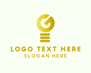Lightbulb - Golden Light Bulb Letter G logo design