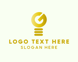 Ideation - Golden Light Bulb Letter G logo design