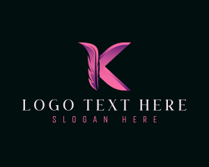 Quill - Feather Publishing Letter K logo design