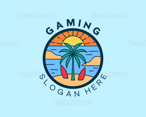 Beach Sunset Vacation Logo