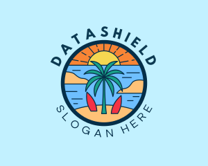 Beach Sunset Vacation Logo