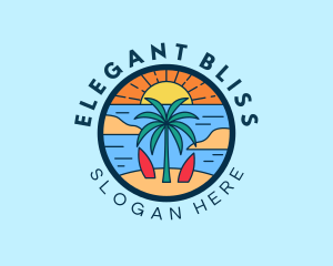 Holiday Getaway - Beach Sunset Vacation logo design