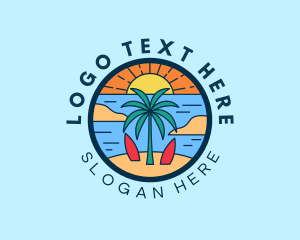 Travel - Beach Sunset Vacation logo design