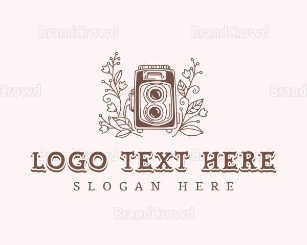 Retro Floral Camera Logo