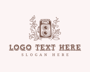 Vlogging - Retro Floral Camera logo design