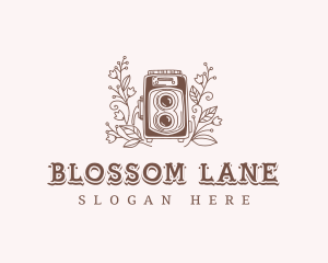 Flowers - Retro Floral Camera logo design