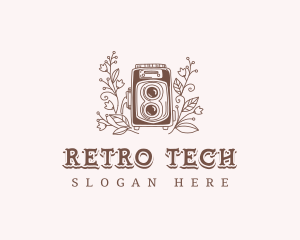 Retro Floral Camera logo design