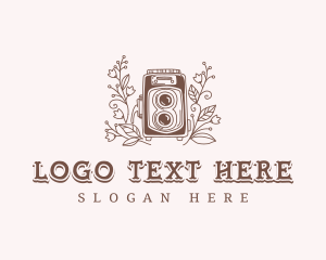 Dslr - Retro Floral Camera logo design