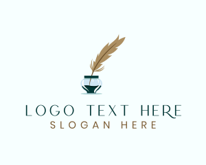 Feather - Ink Feather Writing logo design