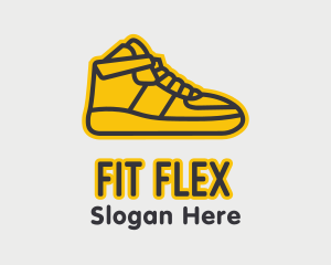 Yellow Sneaker Monoline logo design