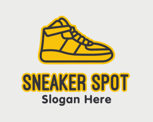 Kicks - Yellow Sneaker Monoline logo design