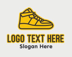 Shoemaker - Yellow Sneaker Monoline logo design