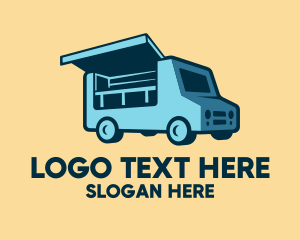 Illustration - Blue Food Stall Truck logo design
