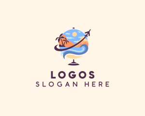 Vacation - Airplane Beach Globe logo design